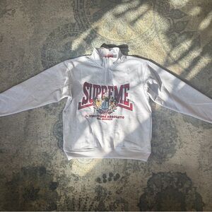 Supreme Light Gray Zip-Up Sweater
